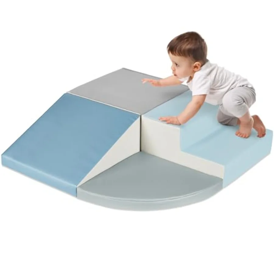 

4-Piece Climb Crawl Soft Foam Block Activity Play Structures for Child Development Color Coordination Motor Skills Blue