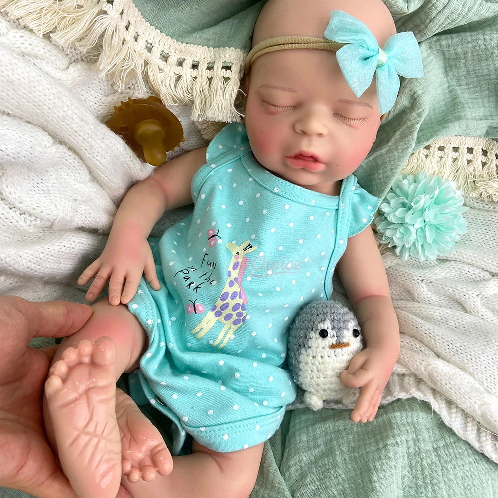 

Full Body Silicone Reborn Baby Girl 18Inch Weighted Realistic Newborn Lifelike Soft Touch Handmade Painted Art Doll