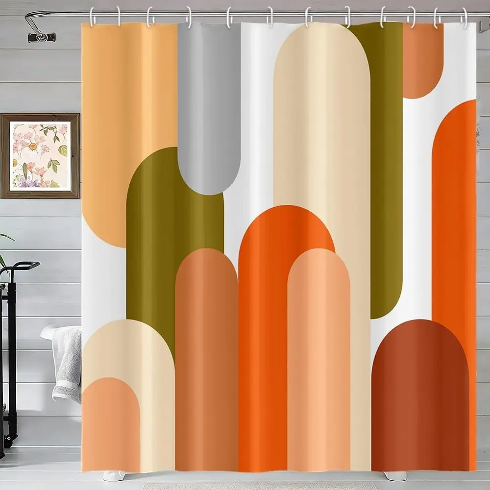 Bright Colorful Boho Shower Curtain Mid Century Arch Modern Geometric Art Bath Curtains for Bathroom Decoration Waterproof Polye