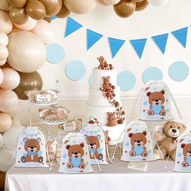 5 Stuks Teddybeer Snoep Cadeau Zakjes Kid Jongen Meisje 1e 2e 3e Verjaardagsfeestje Baby Shower Geslacht Onthullen Tafel Middelpunt Decoratie