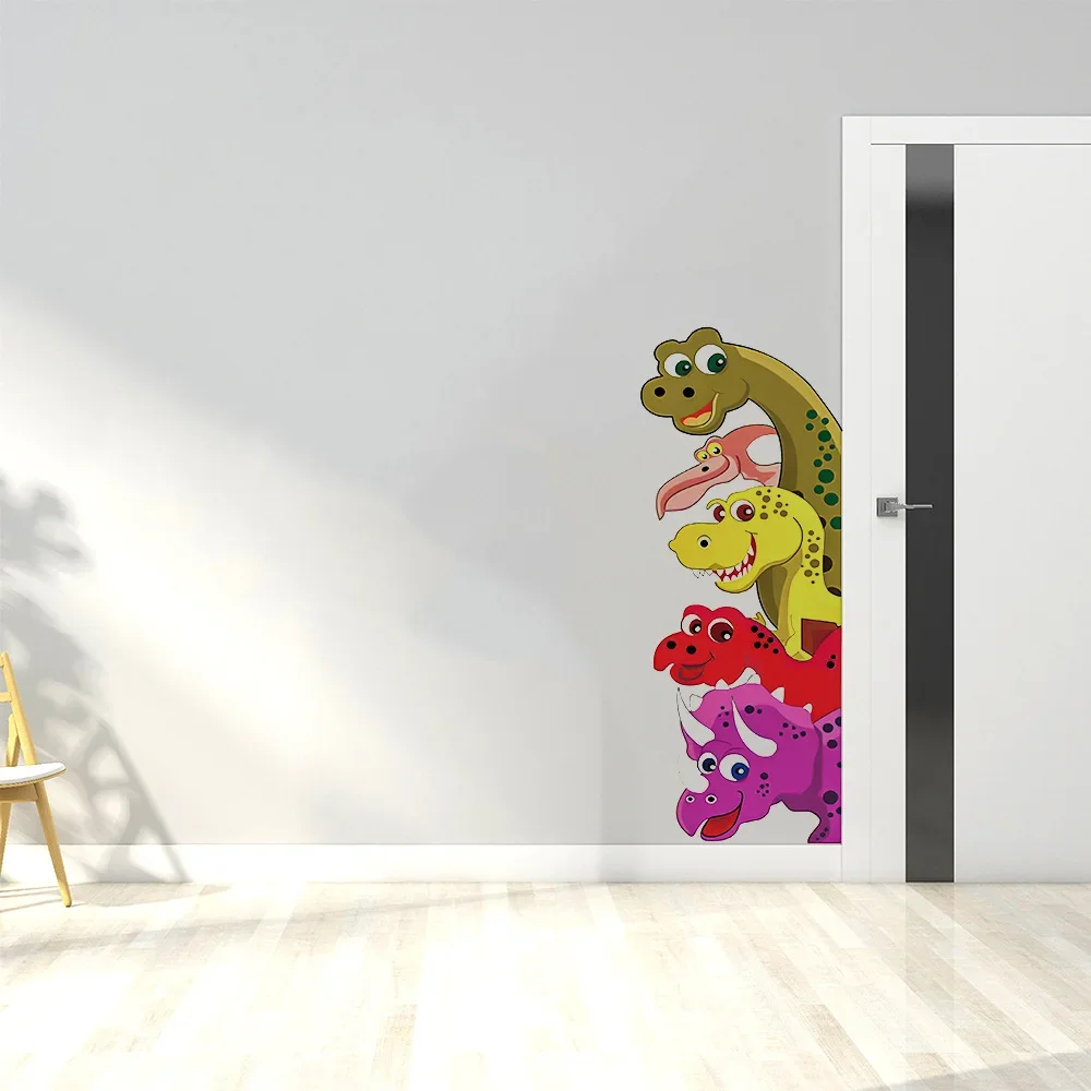 Calcomanías de pared divertidas con sonda de dinosaurio para decoración de habitación detrás de la puerta, pegatinas para dormitorio de niños, sala de estar, Mural para guardería, arte de pared