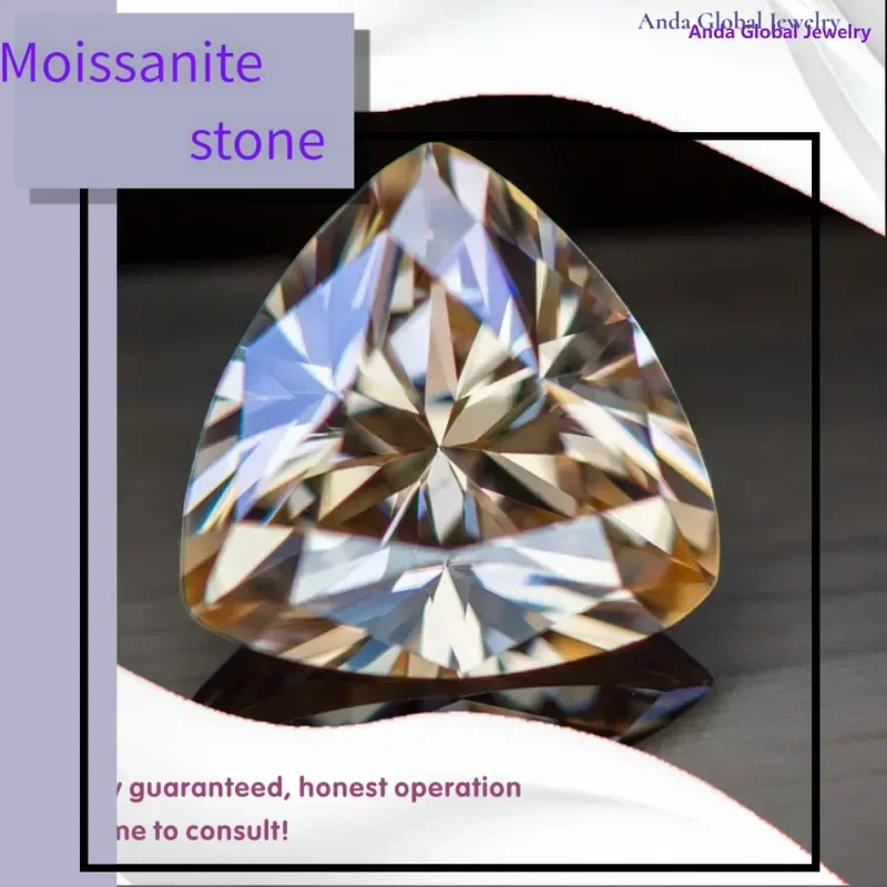 

M-TOP с сертификатом GRA, муассанитовый камень, натуральный цвет шампанского, подвески в виде триллиона, драгоценный камень, ожерелье «сделай сам», серьги, основной мате