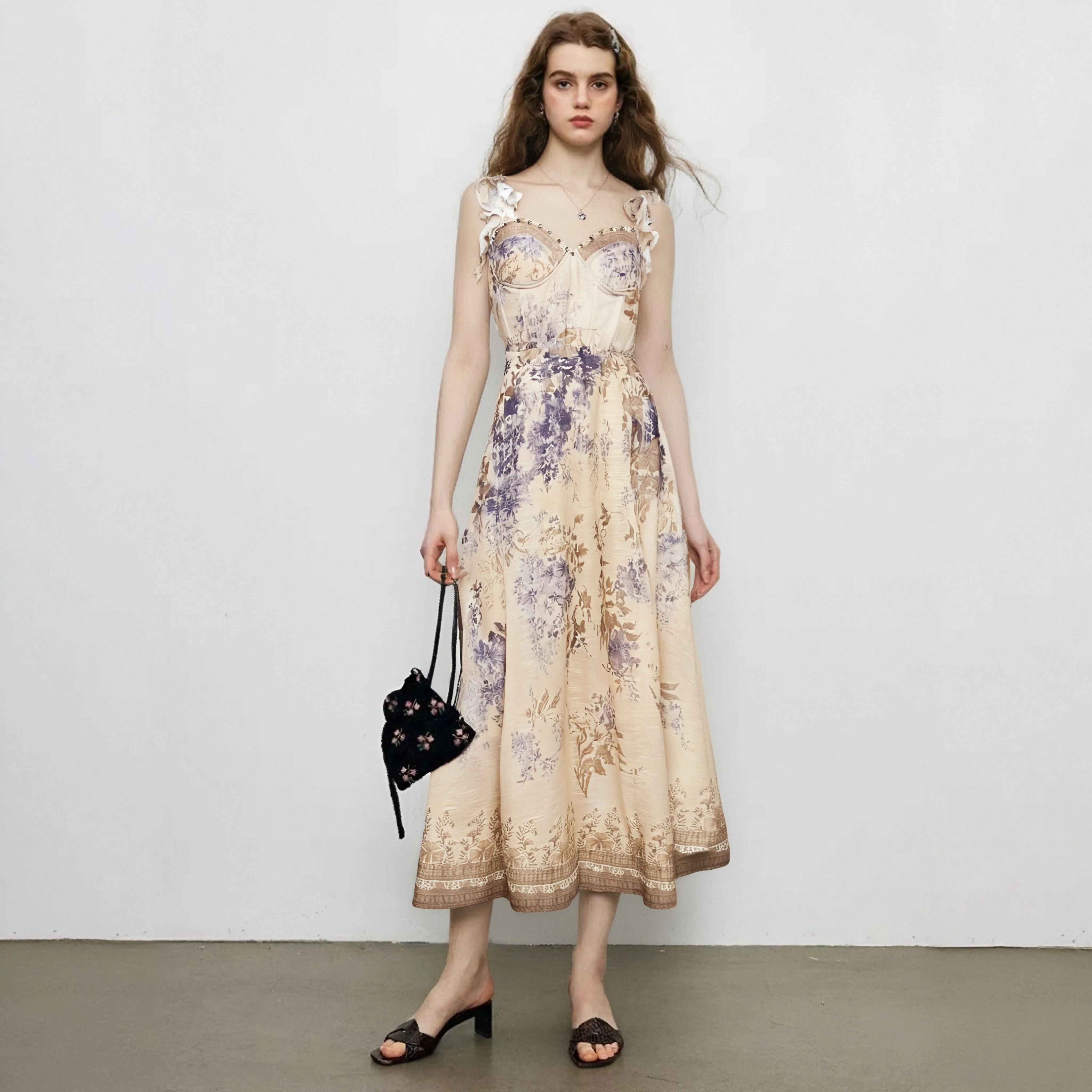 

Women's Dress Floral Linen Elegant Long Dresses Casual Vacation Beach Party Dresses Woman Clothing Fashion Summer Dresses 2025