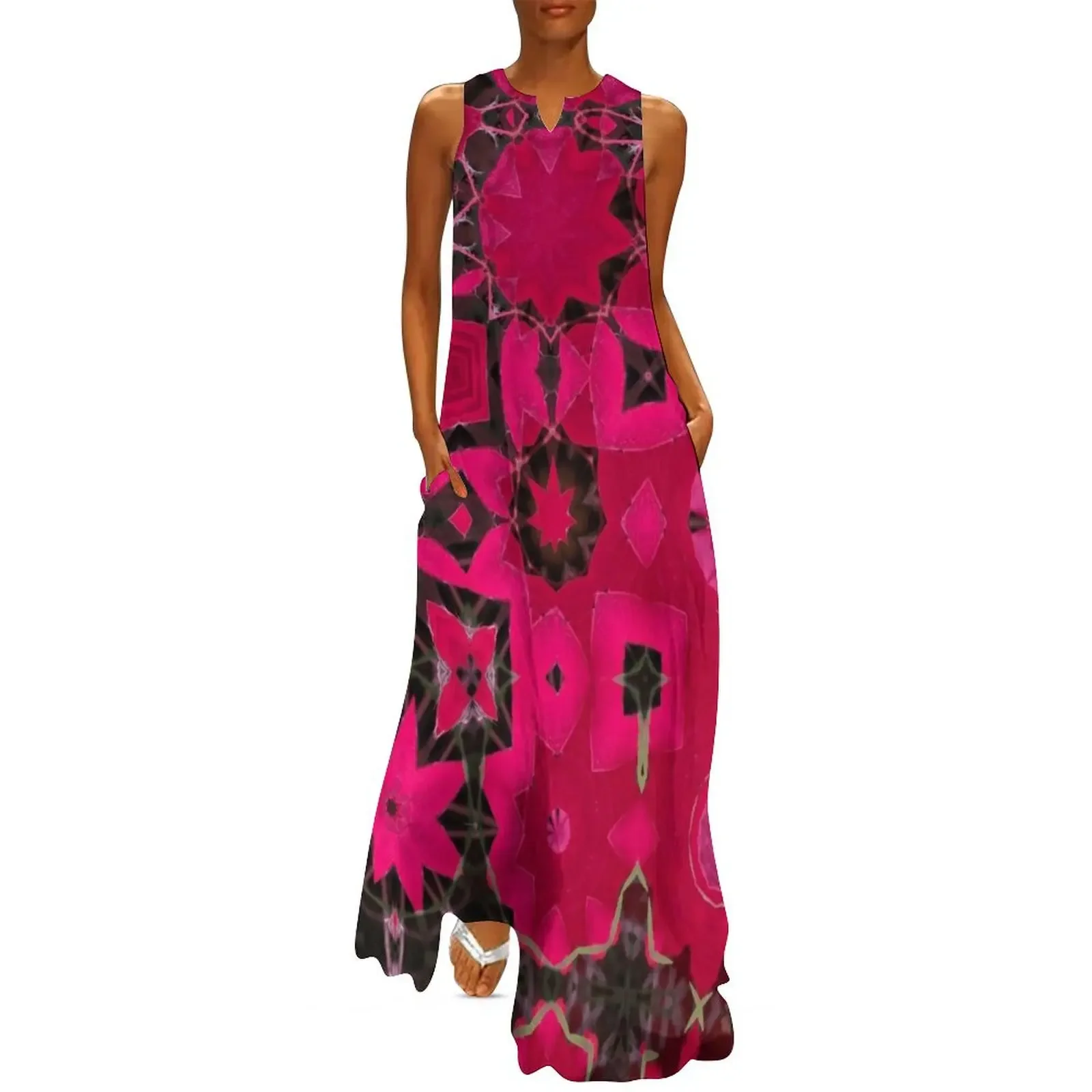 

Red Leaves Abstract Long Dress long sleeve dress women's evening dresses Elegant gown Women long dress