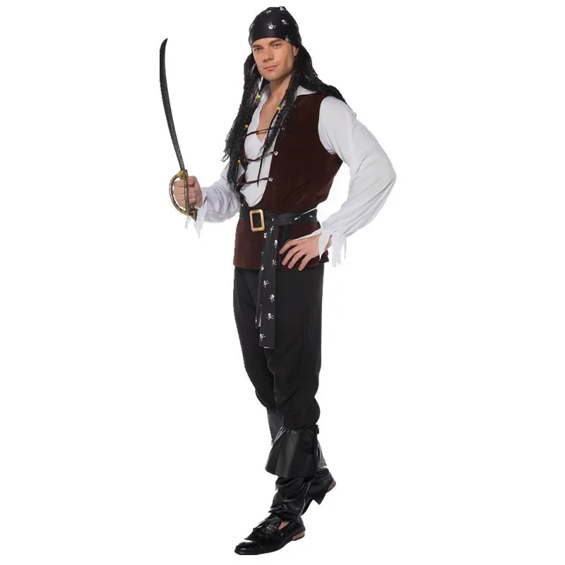 Halloween Men Cosplay Pirate Costumes Carnival Party Pirate Stage Performance Uniform