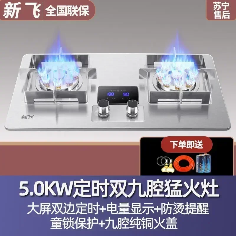 Dual Burner Embedded Gas Cooker Energy Saving High Fire Household Built-in Gas Stove