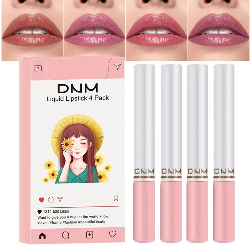 Set Of 4 Thin Lipstick Solid Lip Gloss Matte / Hydrated Lip Makeup Cosmetics Gift For Girls Women 1.5g*4 Cosmetics Makeup