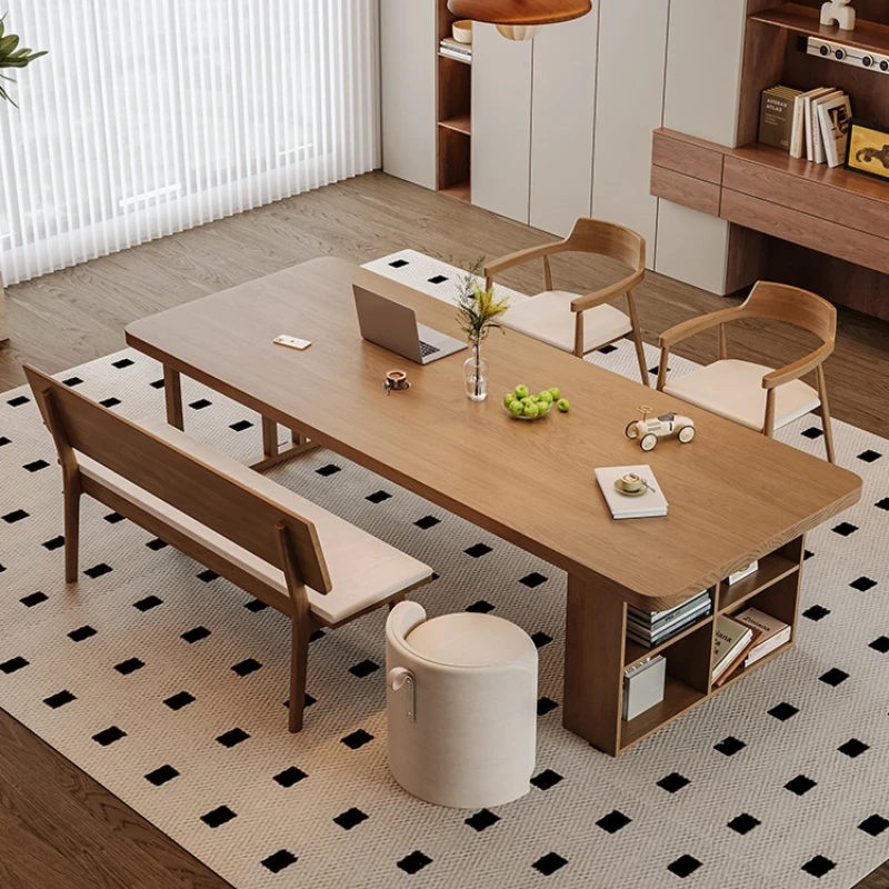 

Pure solid wood living room large long desk tea table integrated dual-purpose to living room reading study table