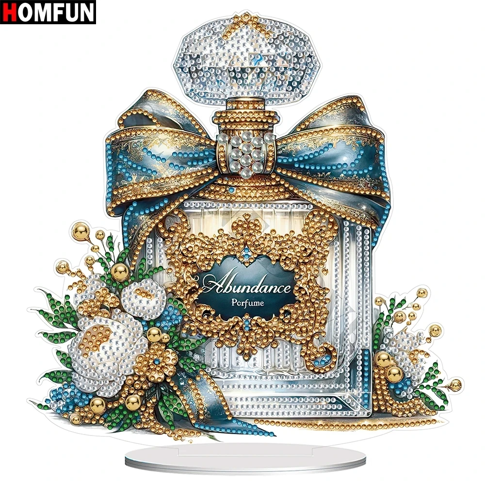 HOMFUN-pintura de diamante 5D DIY, taladro de forma especial, adorno de escritorio, Perfume de cristal, flor, diamantes de imitación, decoración de mesa para el hogar, regalo