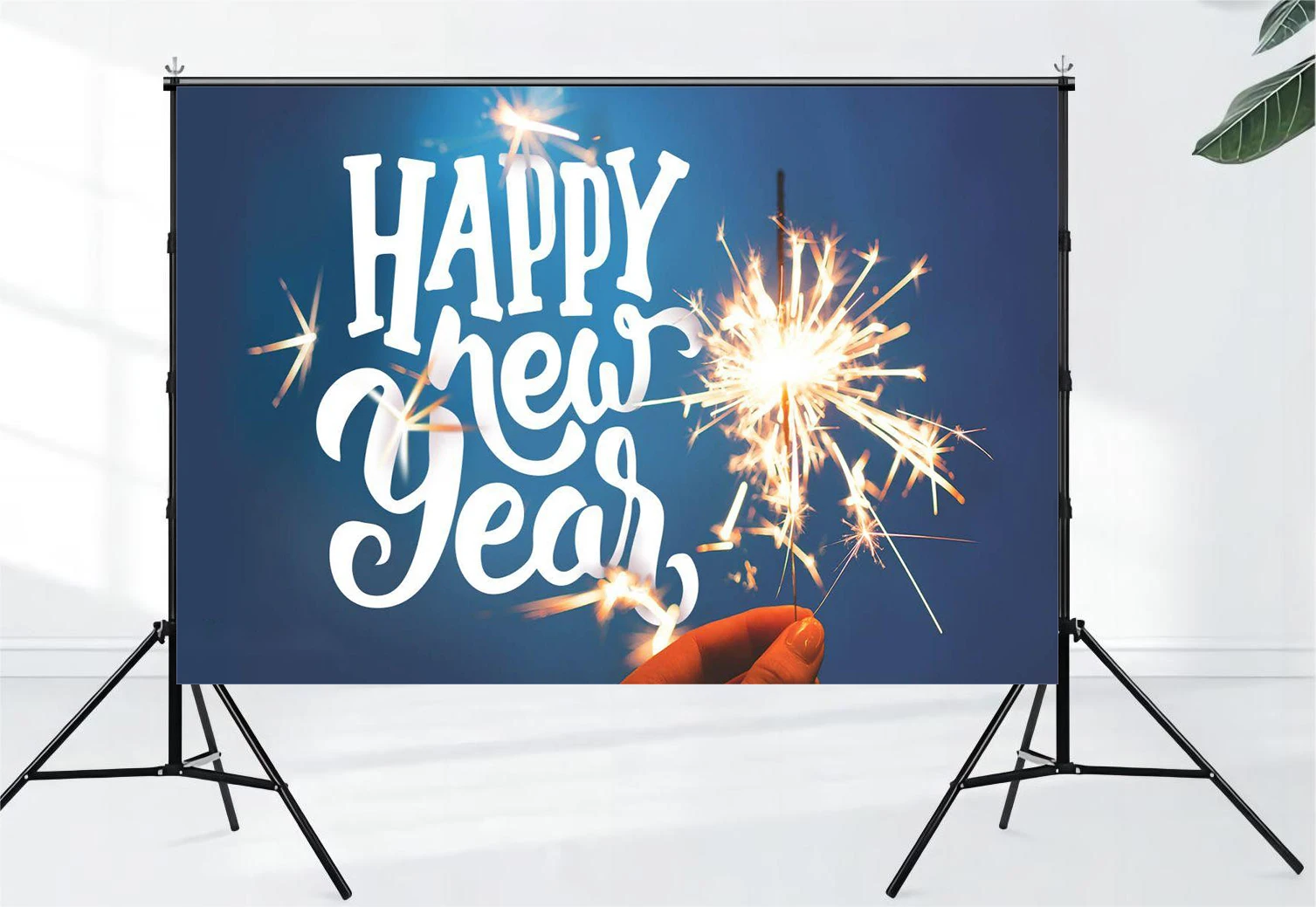 Happy New Year background, winter fireworks background, wall decoration, banner decoration