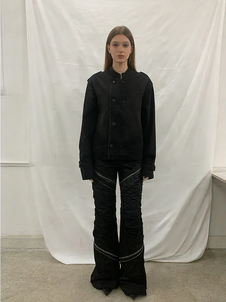 

Модная женская джинсовая куртка 2026 года в стиле Harajuku, американское ретро, с эффектом потертости, в стиле Нью-Йорк, готика, Y2K