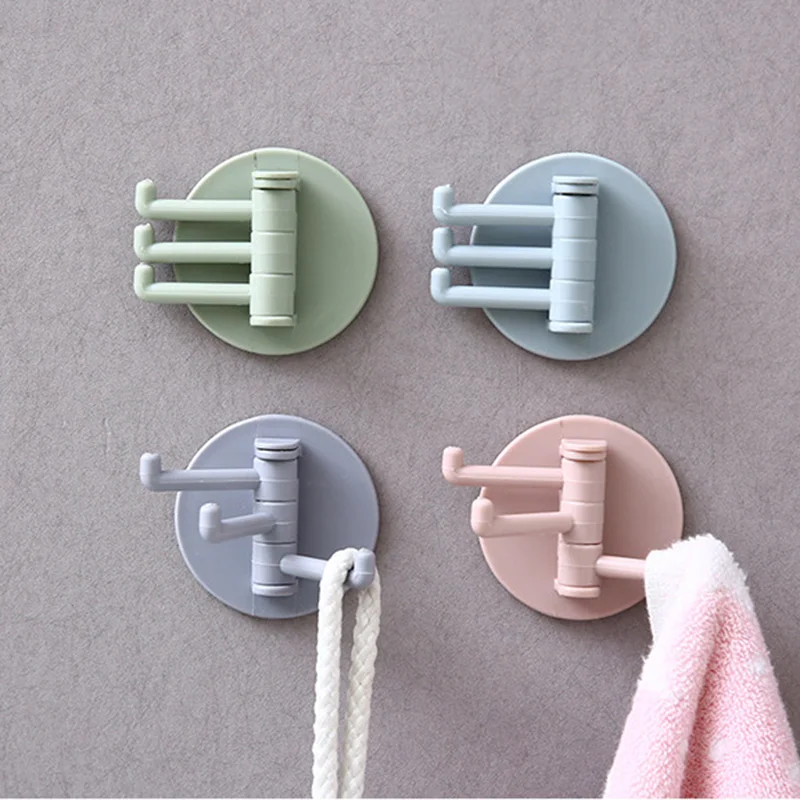 

NEW Three Branch Rotatable Seamless Adhesive Hook Strong Bearing Stick Hook Kitchen Wall Hanger Bathroom Kitchen supplies Hooks