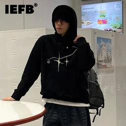 IEFB Korean Style Men's Hoodies Printing Hooded Casual Big Pockets Pullover Loose Male Sweatshirts New Autumn Trend 2024 9C6907