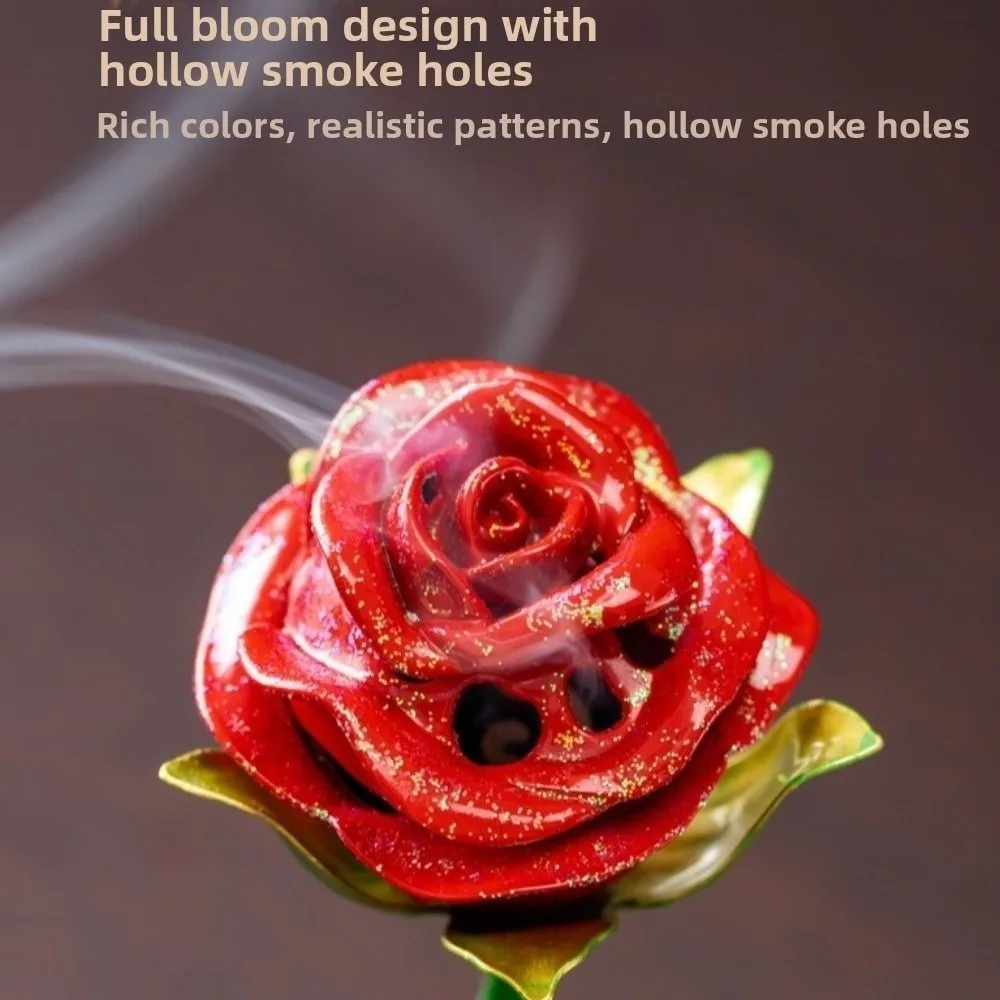 New Rose Rose Incense Burner Easy to Clean Home Decor Incense Holder Heat Resistant Aromatherapy Burner