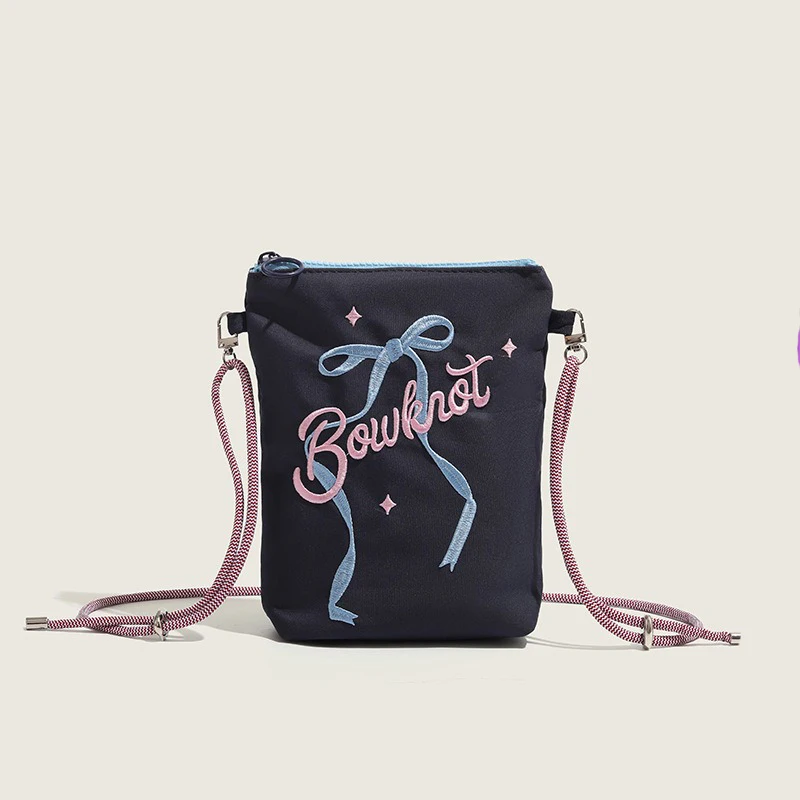 

Стильная женская сумка через плечо в форме банта для мобильного телефона, легкая парусиновая сумка на плечо, универсальная маленькая сумка для поездок на работу