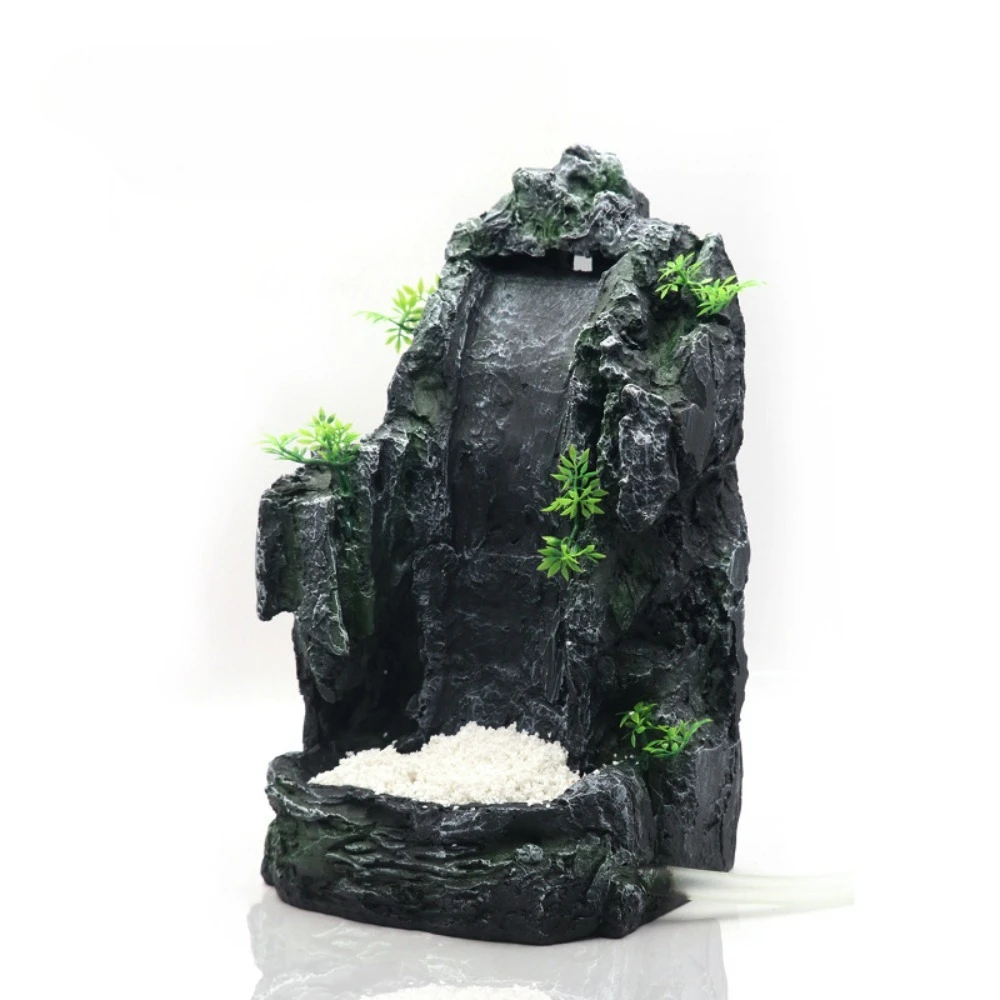 

Creative imitation Qinglongshi mountain view fish tank quicksand waterfall rockery package DIY landscaping aquarium large