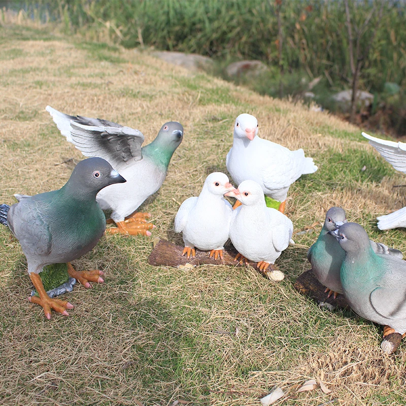 Dove Creative Simulation Ornament Bird Statue Animal Sculpture Home Garden Decor Pigeon Figure Doves Figurine for Furnishing