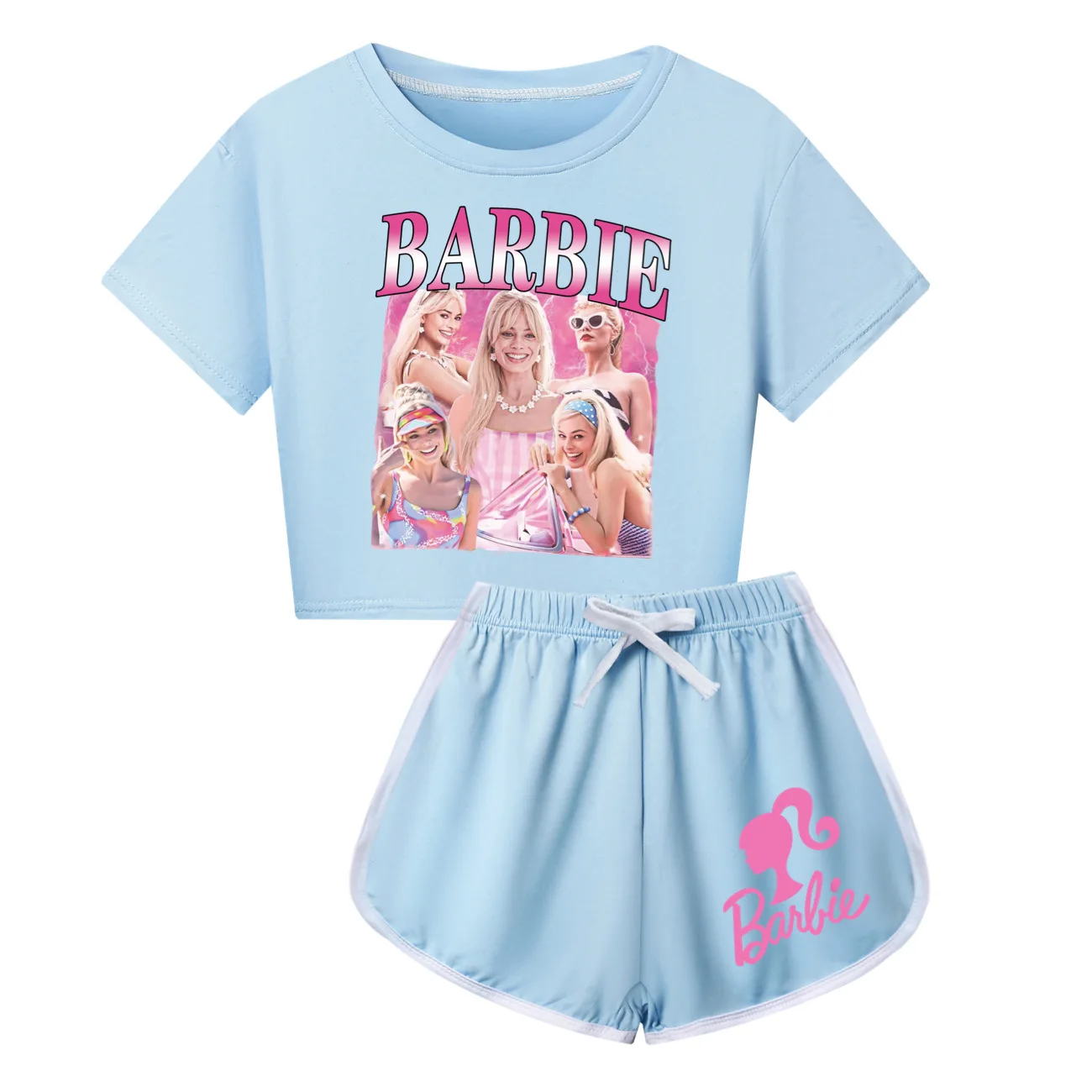 Barbie the movie Kids Clothes Summer Baby Boys Girls Casual T-shirt +Short Pants Sport Outfits Children Pajamas Suit 2-15Y