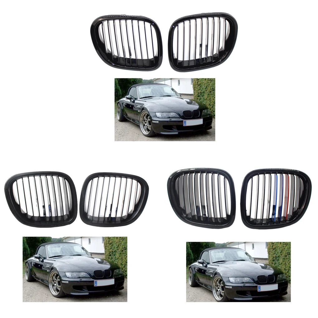 Grill dianteiro de substituição para BMW Z3 1996-2002, tipo Grill do carro, lado esquerdo e direito, preto, 51138412950, 51138412949, 1 par