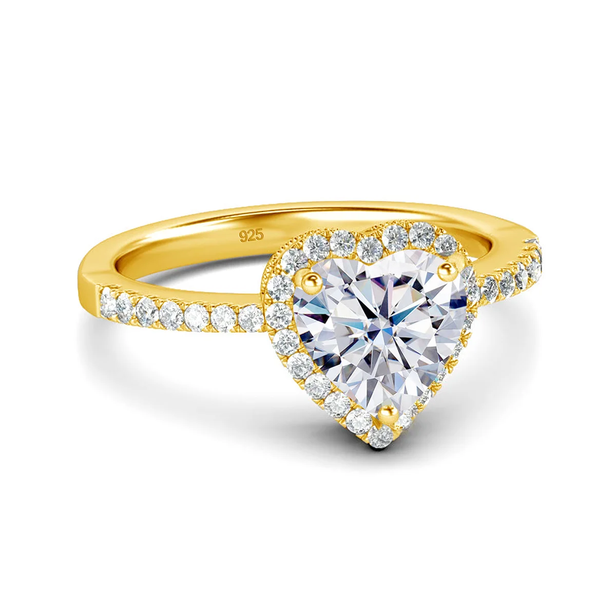 Zertifizierte 2-Karat-Herz-Moissanit-Ringe für Damen, Luxus 925 Silber, süßer Schmuck, besteht den Diamanttest, Geschenk einer berühmten Marke. – Detail 2