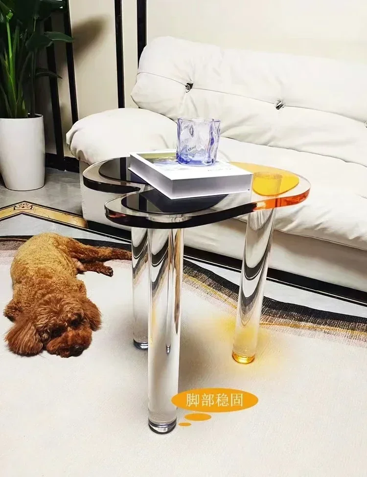 

-Customized Nordic Acrylic Small Coffee Table, Exquisite Color Matching Coffee Table, Light Luxury Living Room, Sofa Edge Table,