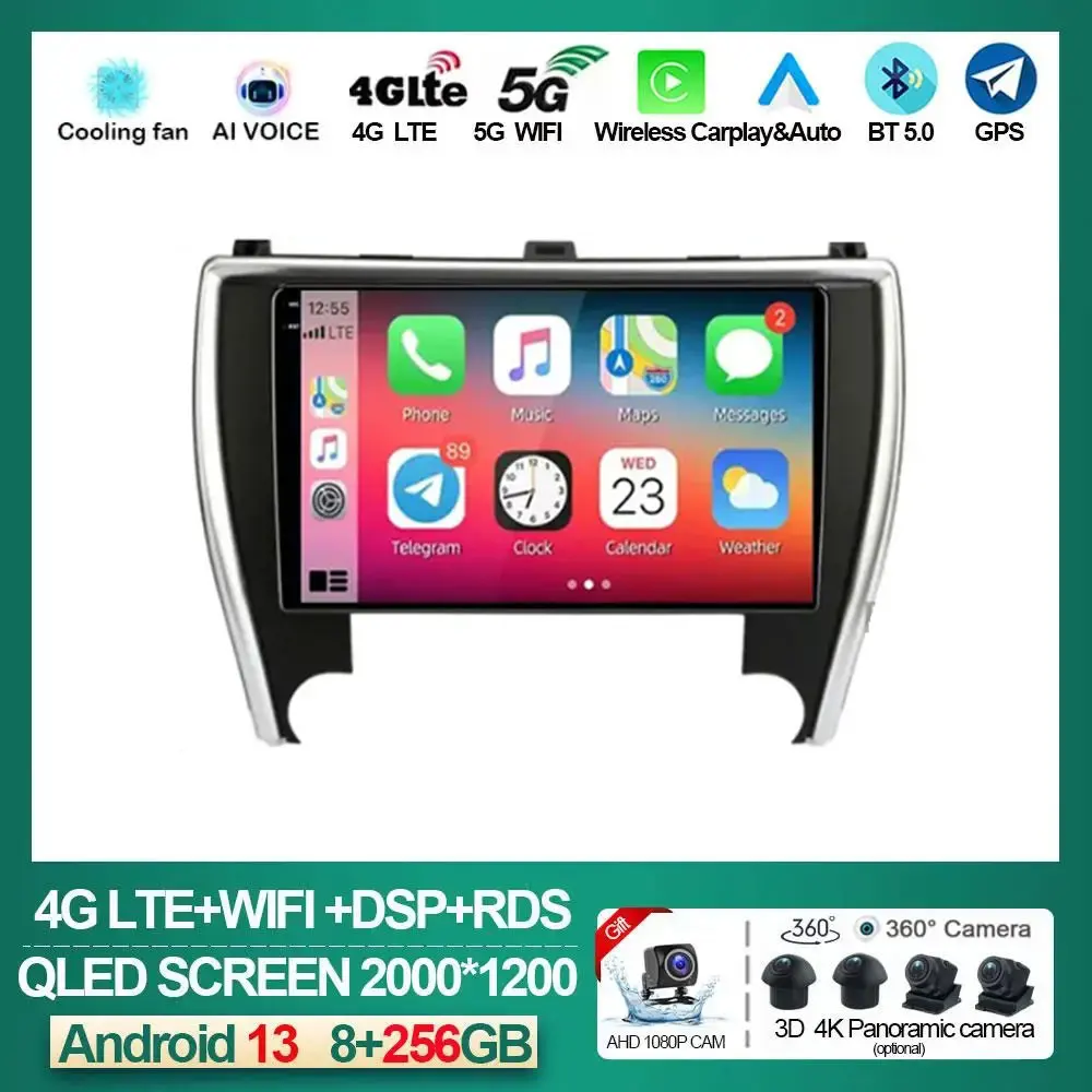 

10.1'' Android 13 For Toyota Camry 7 2014 - 2017 QLED Screen DSP Aar GPS Navigation car stereo Radio Player GPS Multimedia video