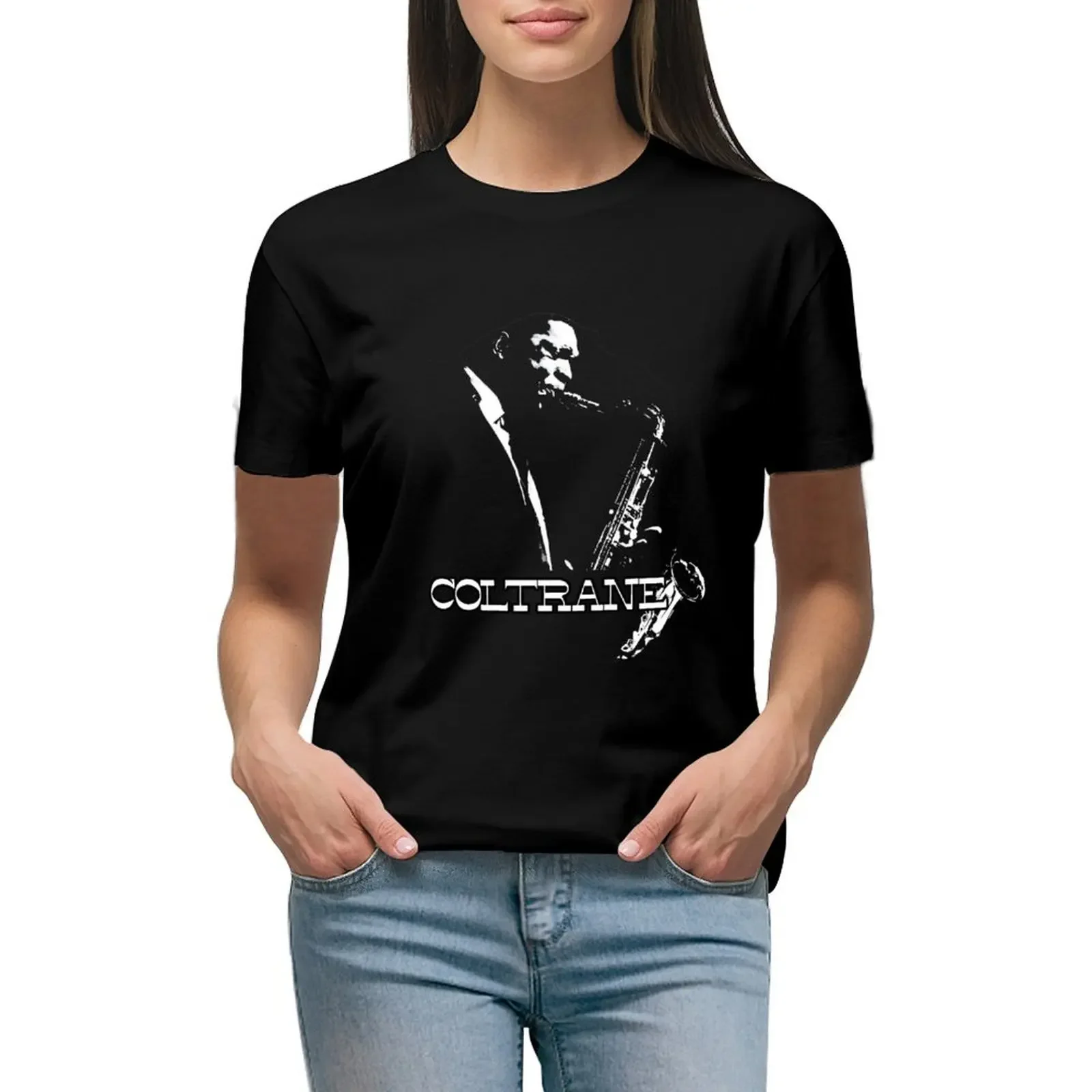 HD Trane - John Coltrane - b&w plain design HIGH DEFINITION T-Shirt plain customs design your own black t-shirts for Women