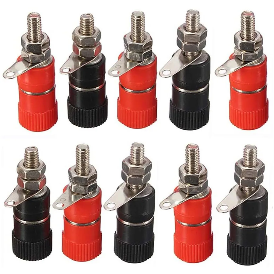 10 PCS 4mm Binding Post Terminals - Banana Plug Socket Connector Kit for Amplifier, Arduino, DIY Electronics & Audio Projects