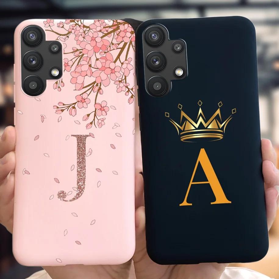 Etui na telefon Samsung A32 5G A326B Miękkie silikonowe etui z TPU z literami i koroną do Samsung Galaxy A32 A 32 4G A325F Fundas Coque