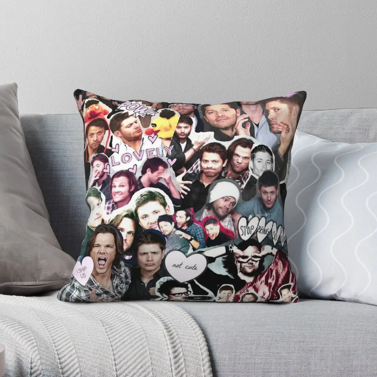 

Supernatural Collage Square Pillowcase Polyester Linen Velvet Pattern Zip Decorative Throw Pillow Case Sofa Seater Cushion Cover