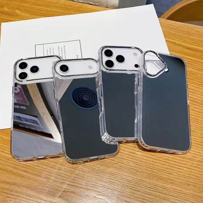 الصلبة عادي مرآة لوضع مساحيق التجميل جراب هاتف آيفون 17 16 15 14 زائد 13 12 11 برو ماكس للصدمات بولي TPU الوفير غطاء #4