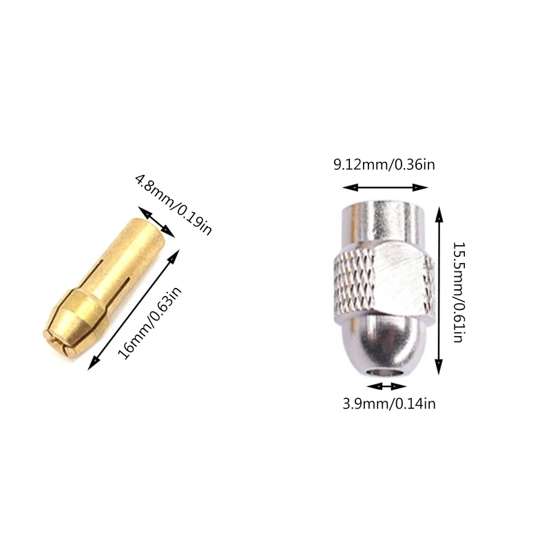 11 Pcs Collet Chucks Set Copper Collet Chuck forDremel Rotary Tool  Engraver G5AB