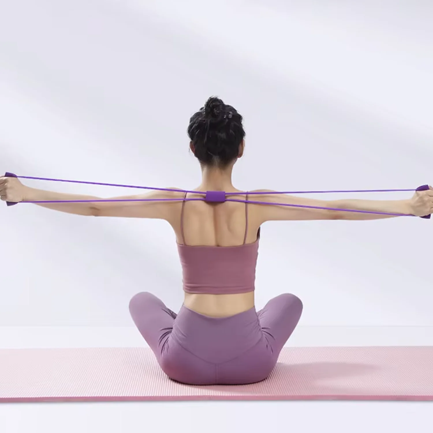 Resistance Bands Yoga 8 Word Tension Device Back Training Arm Open Fitness Rope Neck Exercise Stretch Equipment Belt