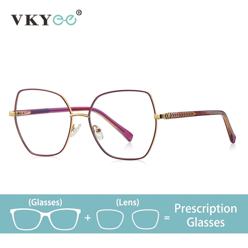 

VICKY Fashion Personalized Large Rim Polygonal Geometric Design Women's Anti-Blue Light Glasses Customizable Prescription 3076