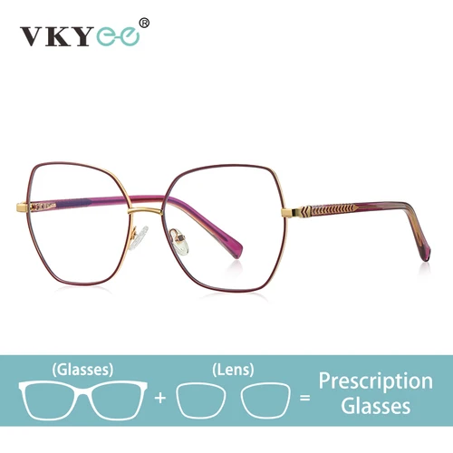 VICKY, gafas de moda personalizadas con borde grande, diseño geométrico poligonal, gafas antiluz azul para mujer, prescripción personalizable 3076