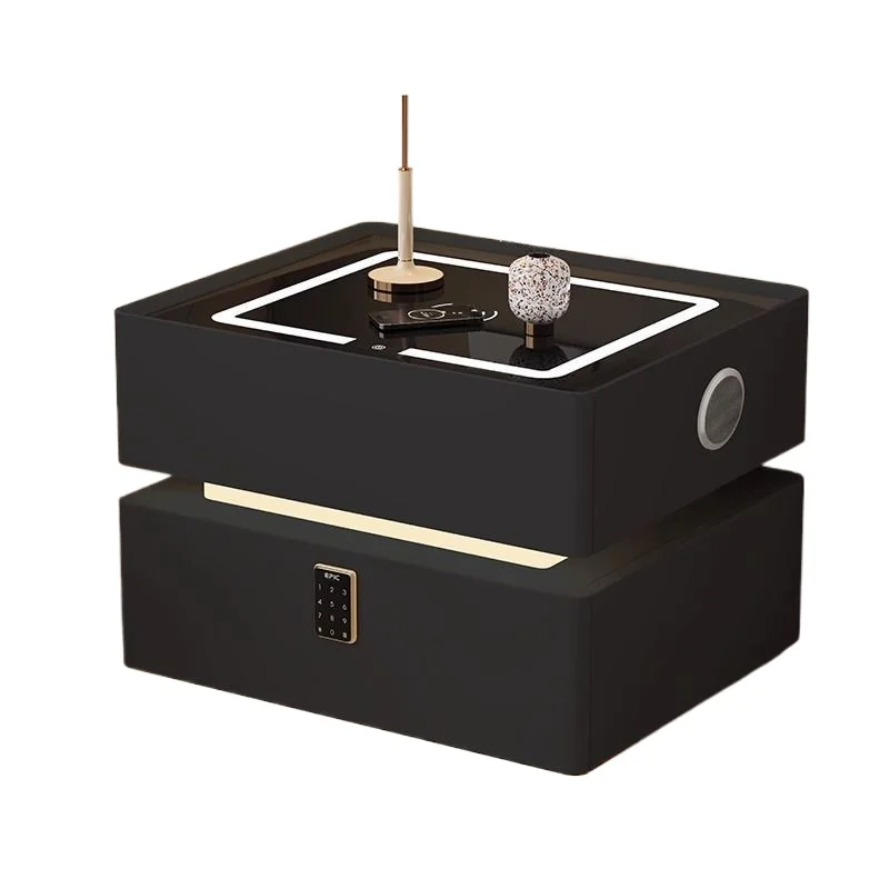 

Internet celebrity suspension smart bedside table simple modern solid wood light luxury cream style advanced lock wirele
