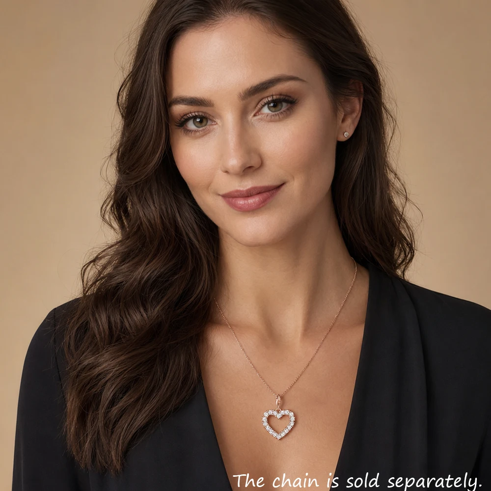 Rose Gold Plated Heart Dangle Charm Pendant Spring 925 Sterling Silver Romantic Gift For Women Fine Jewelry