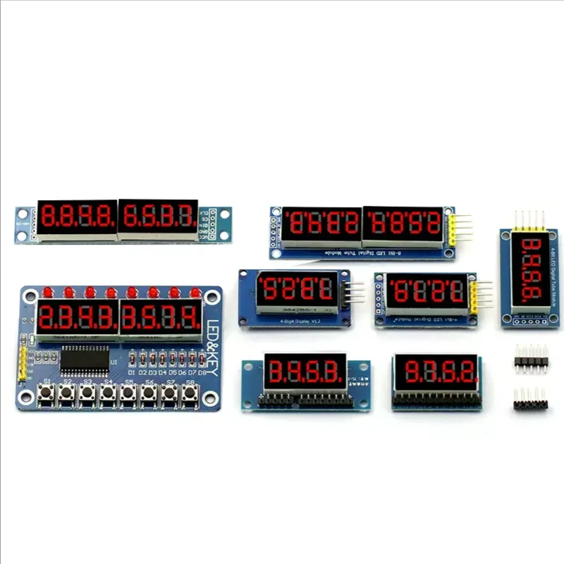 4/8-bits Nixie Tube Module LED Display Four-digit 595 Driver TM1638 LED Display Module Brightness Adjustable with Clock Point