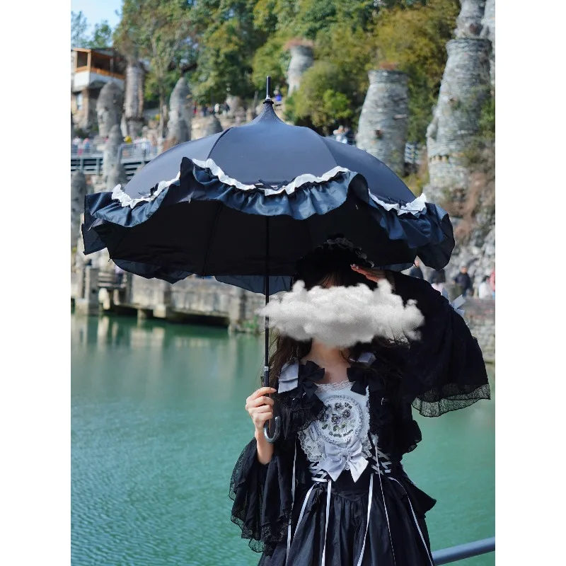 Long-handled umbrella weather and rain cla series ballet lace manual vinyl sunscreen umbrella