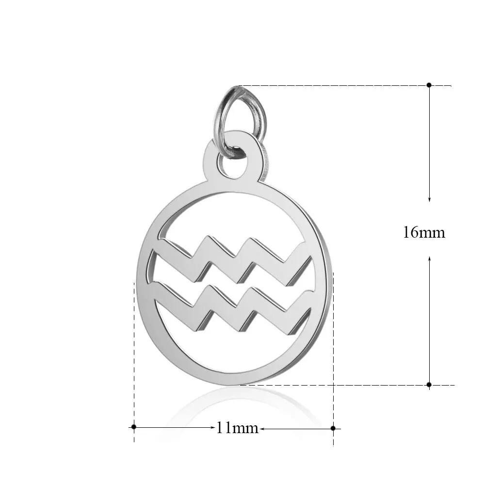 12pcs/lot Stainless Steel Mixed Zodiac Charms 12mm Mirror Polish Zodiac Signs Twelve Constellation DIY Jewelry Making