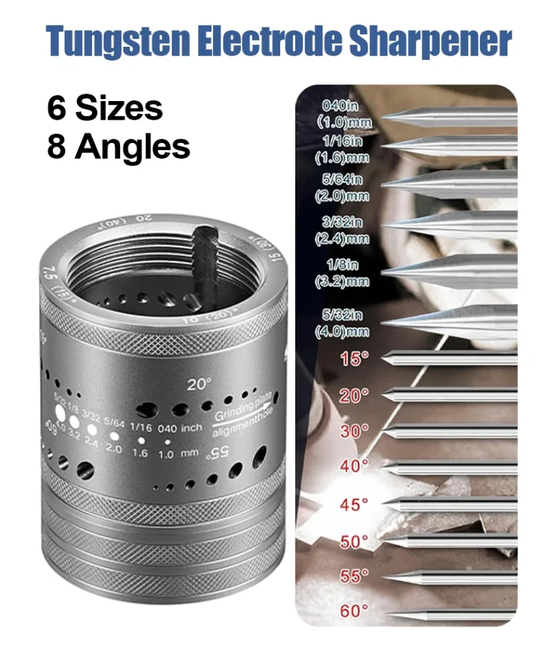 

1PC Tungsten Electrode Sharpener Grinder Grinding Head TIG Welding Tools Set with 10pcs Grinding Dics and 3pcs Extension Rods