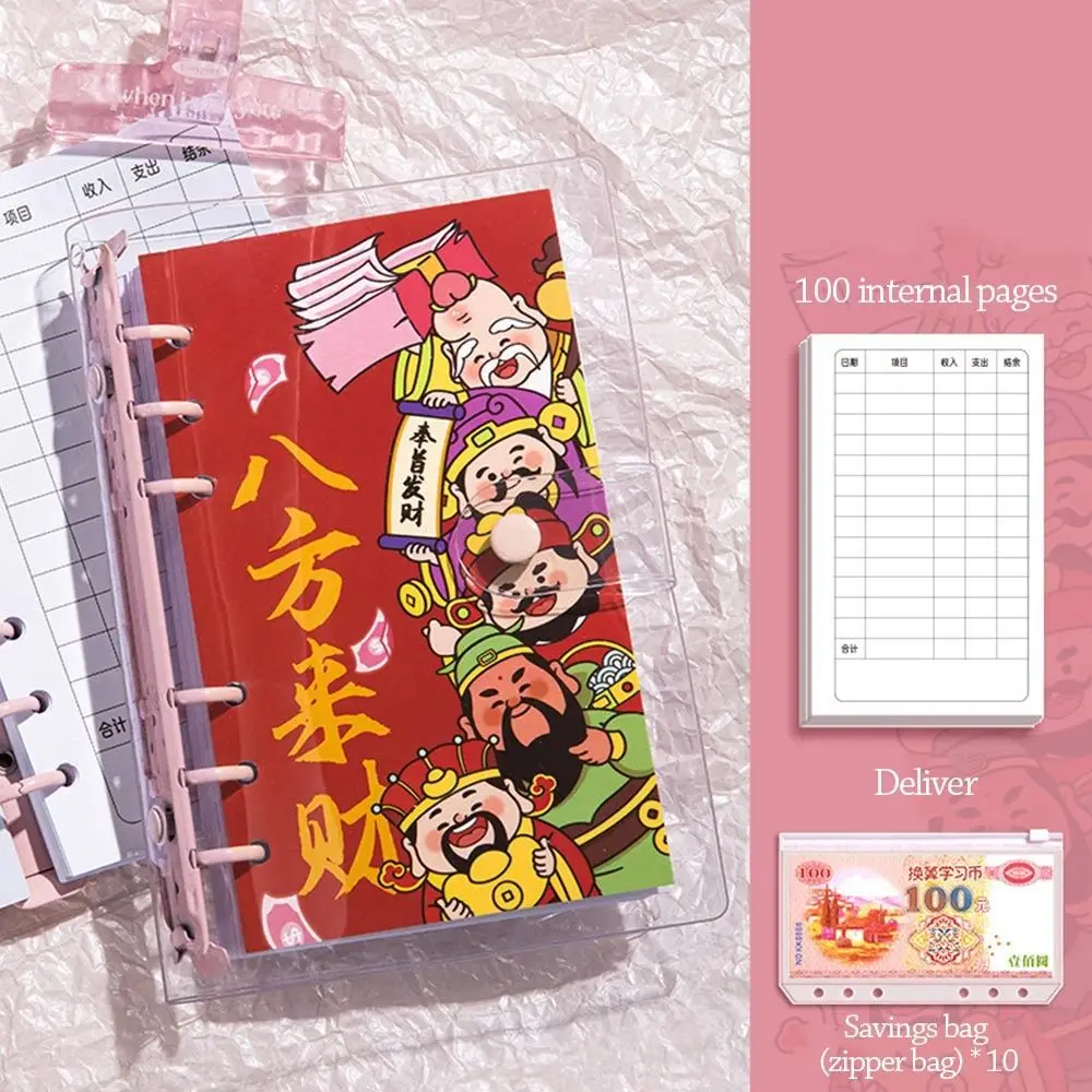 Save Money 100 Envelopes Money Saving Challeng PU Waterproof Savings Challenges Sheets Large Capacity Cartoon Cute Budget Binder