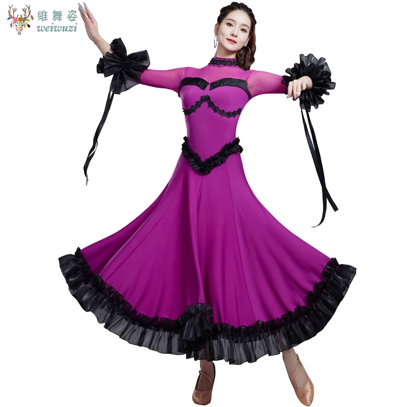 Abito da competizione di fascia alta per ballo da sala Temperamento elegante Gonna altalena grande Tango Valzer Costume da spettacolo di danza moderna