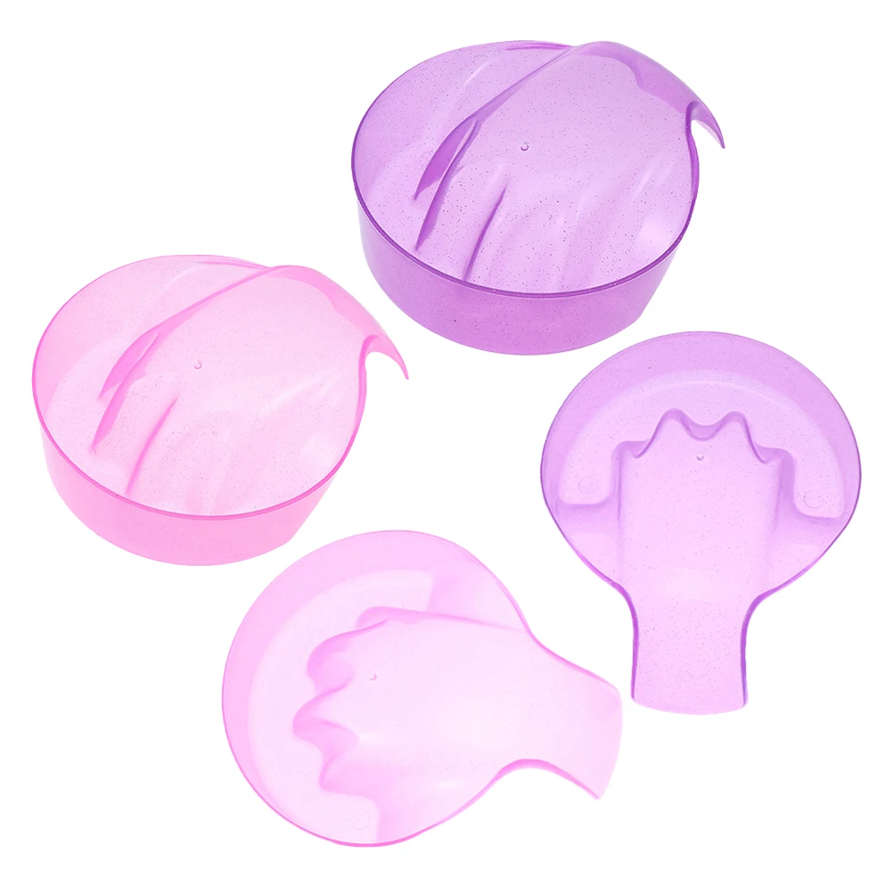 4 قطعة مجموعة صحون نقع الأظافر للتقليم والباديكير جل مزيل طلاء الأظافر أدوات سبا اليد تو إزالة الأظافر السلطانيات طبق