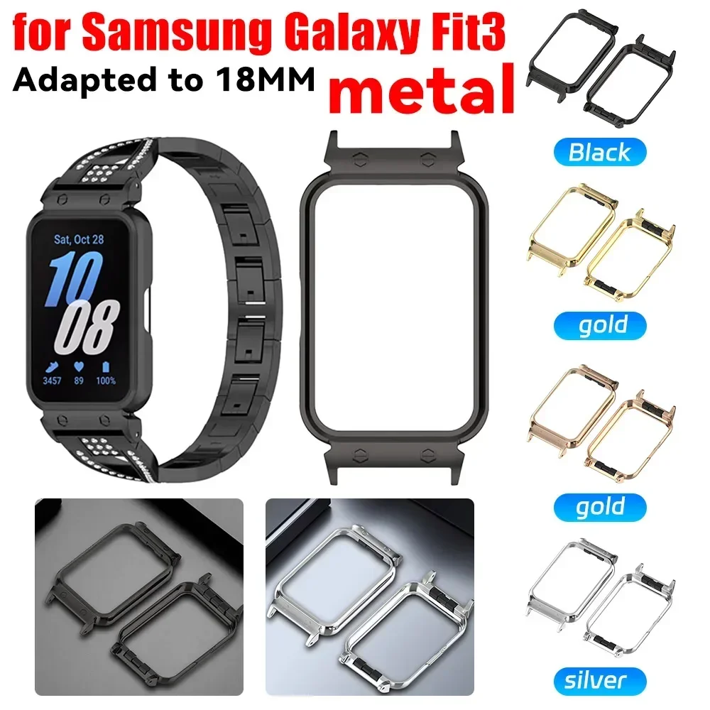 

Metal Case For Samsung Galaxy Fit3 SM-R390 Smart Watch Protector Cover 18mm Band Bracelet Bezel Case for Samsung Galaxy Fit 3