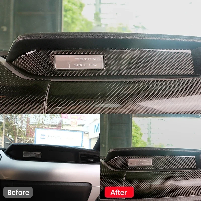 For Ford Mustang 2015-2021 Car Accessories Carbon Fiber Interior Car Dashboard Decoration Strip Sticker Car Styling Trim Cover