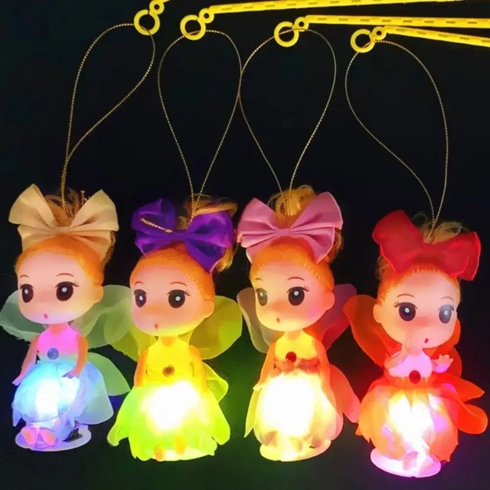 Pequena princesa boneca lanterna para crianças, portátil portátil, brinquedos luminosos para o festival, DIY emissor de luz