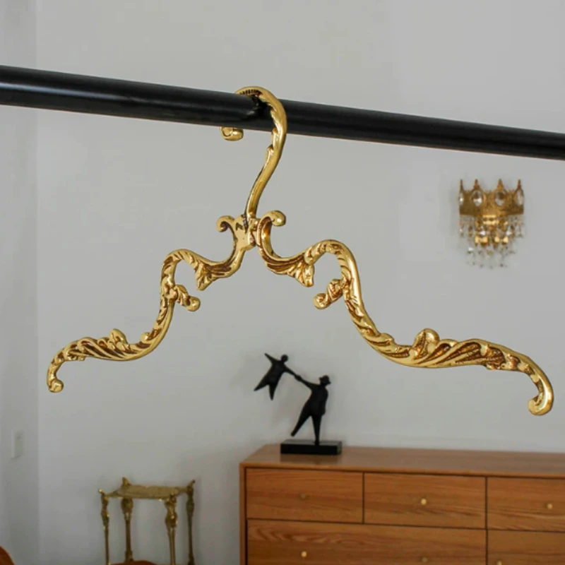 Brass hanger retro court style home bedroom hotel wardrobe storage hanger clothing store special hanger hook