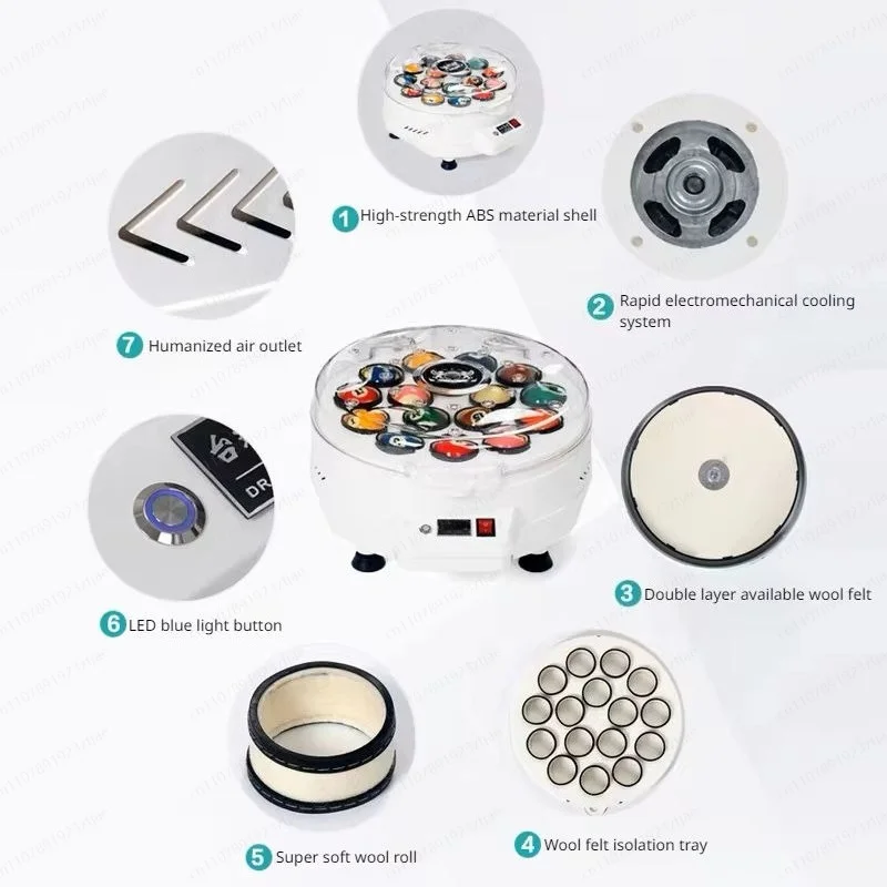 Automatic Billiard Ball Cleaning Machine 16/22 Holes, Pool & Snooker Ball Polisher for American Style
