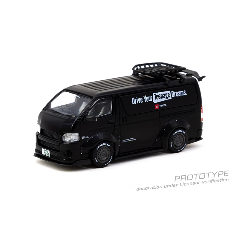 TW In Stock 1:64 Hiace Widebody Black With Roof Rack Diecast Diorama Car Model Collection Miniature Toys Tarmac Works